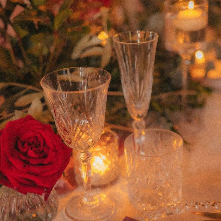 Romantic Table Setting with Warm Cosy Lighting