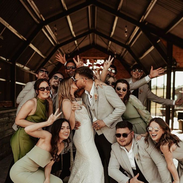 Wedding Party Wearing All Green Wedding Outfits