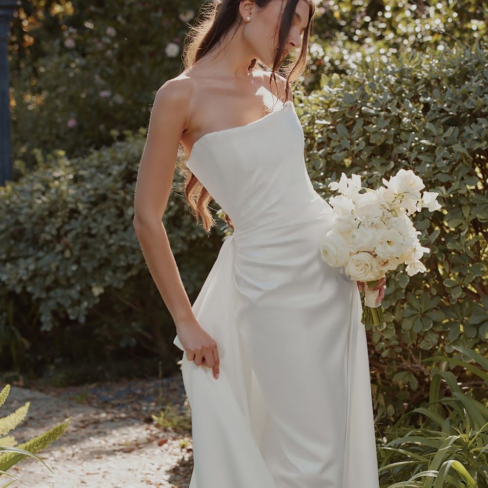 Satin strapless house of cb registry office wedding dress