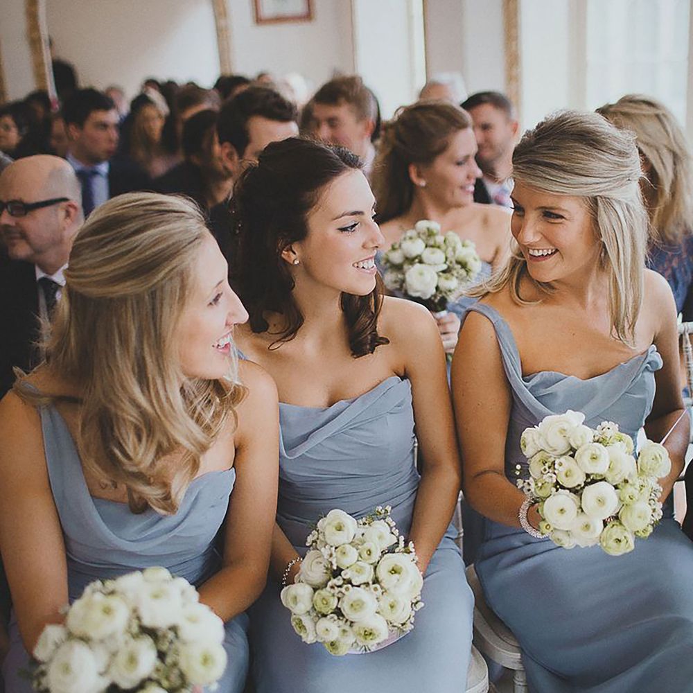 Dusty blue bridesmaid dresses