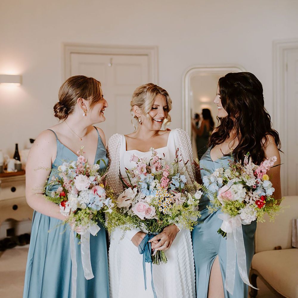 Pastel blue bridesmaid dresses