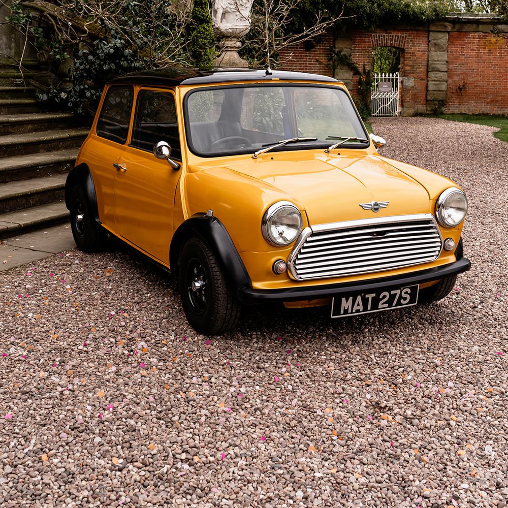 yellow mini wedding car 