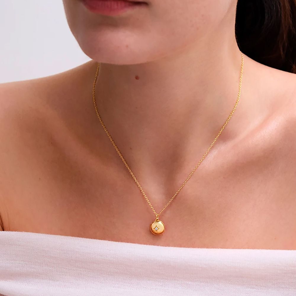 Astley Clarke gold locket personalised wedding jewellery for brides