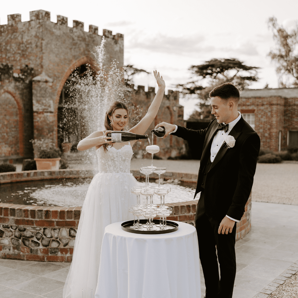 Wasing Park - Outside Castle Barn champagne tower