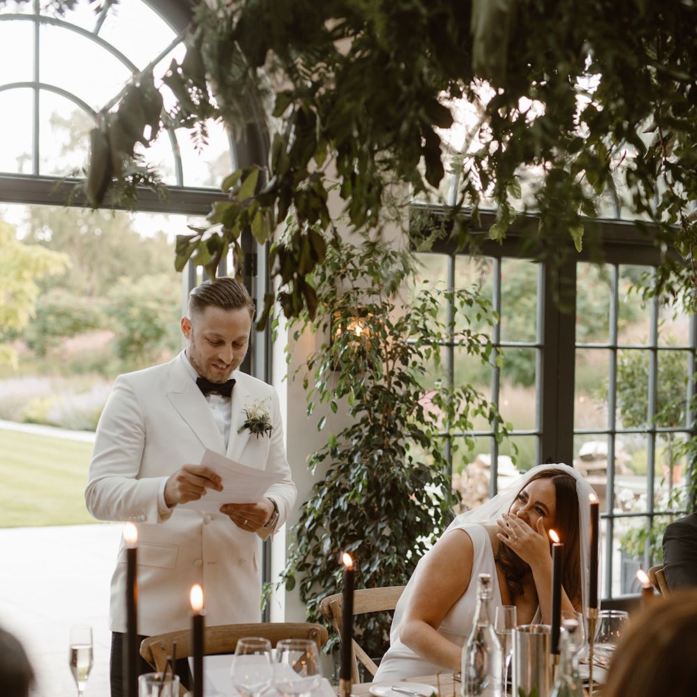 Groom reads out his wedding speech at Middleton Lodge wedding