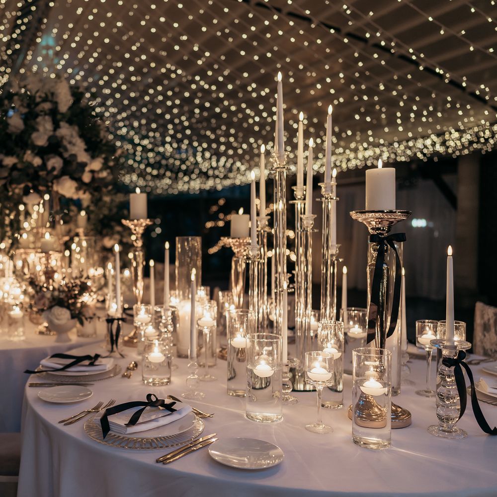 Winter wedding at Delamere Manor with fairy light canopy by Cover Story Weddings & Events
