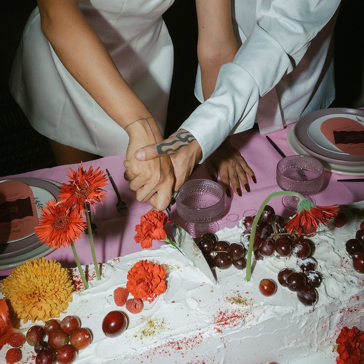 Modern Rectangle Wedding Cake Design with Flowers & Fruits