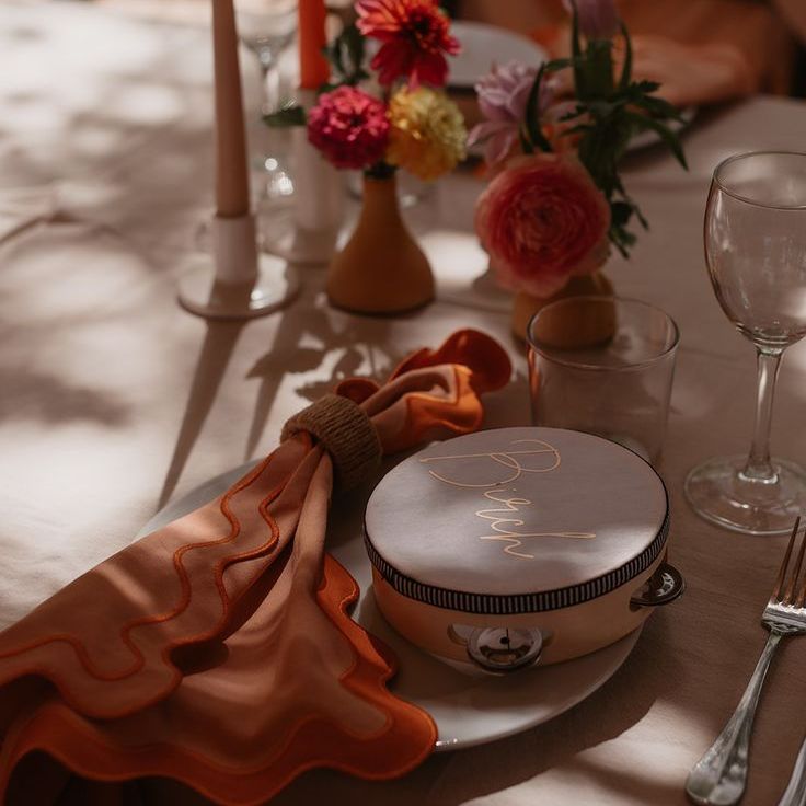 Personalised Tambourine Wedding Place Names & Favour For Boho Destination Wedding