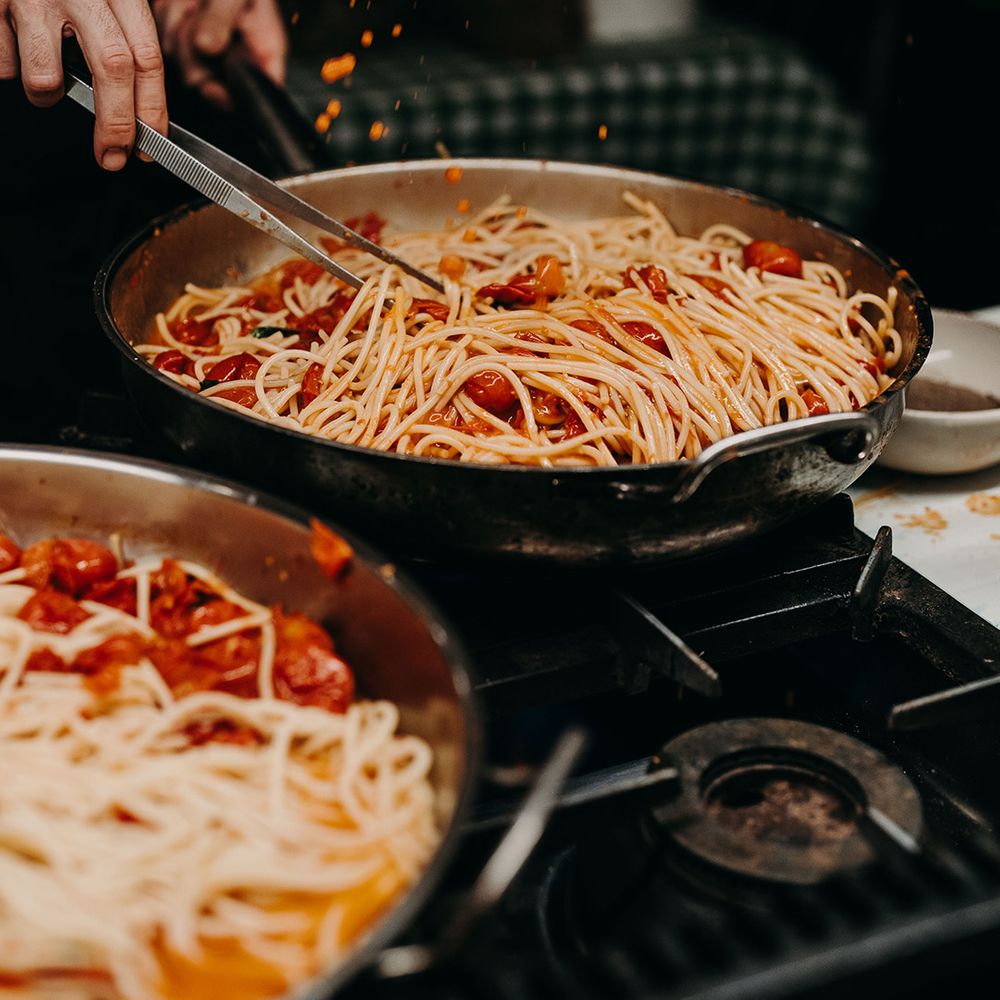 Spaghetti wedding food pasta station 