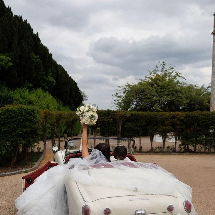 Black-Tie Wedding At Froyle Park With Cream Convertible Car
