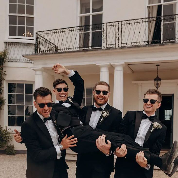 Groomsmen in Black Tie Fun Wedding Photo