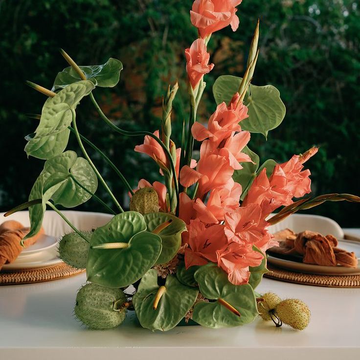 Tropical Summer Wedding Flower Arrangement For Outdoor Destination Wedding