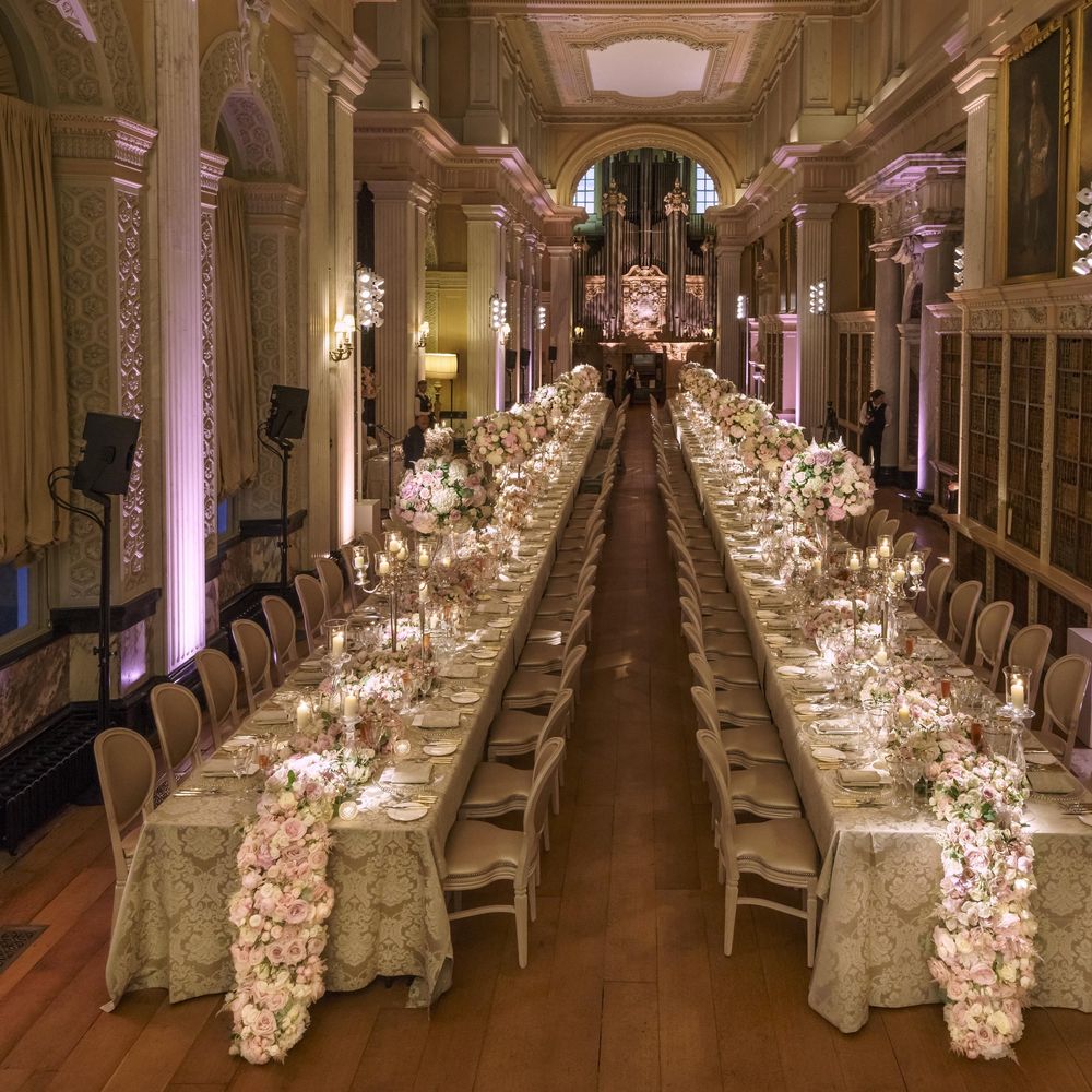 The Long Library with long banquet tables