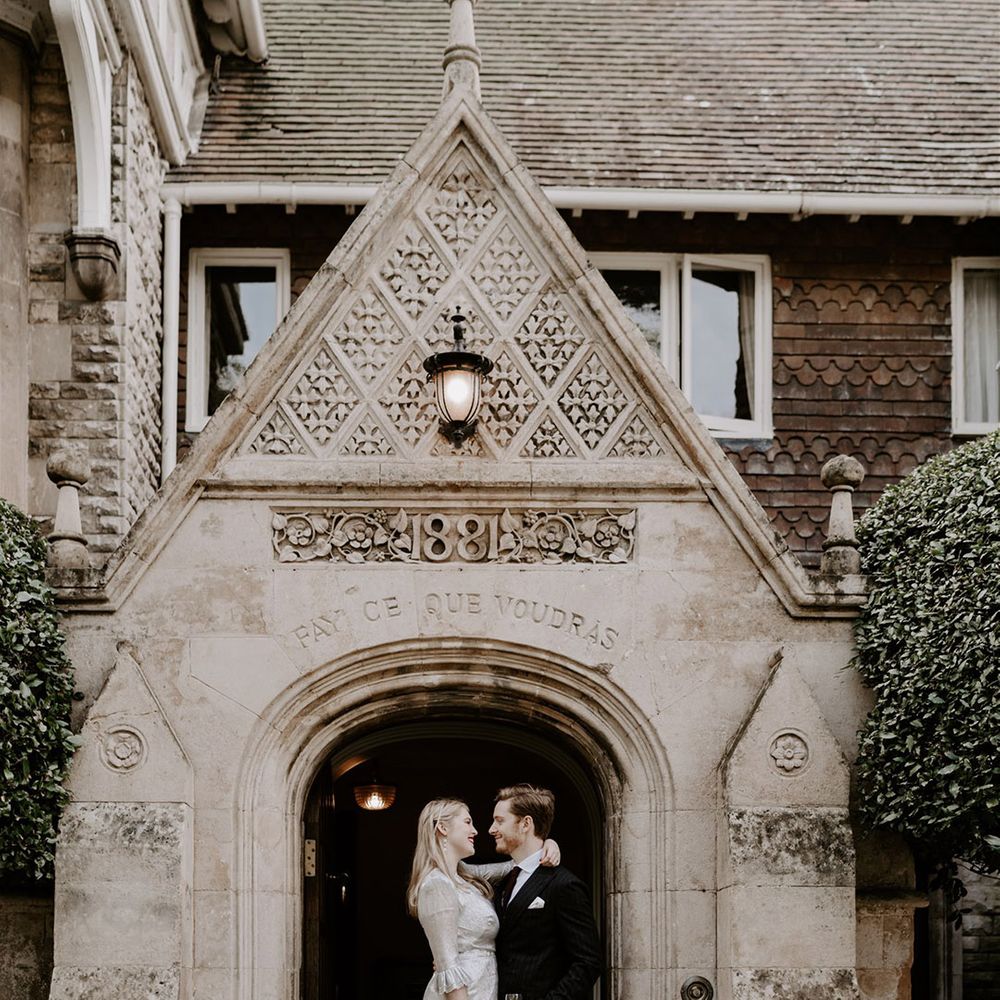Bride and groom outside the Normanton Church