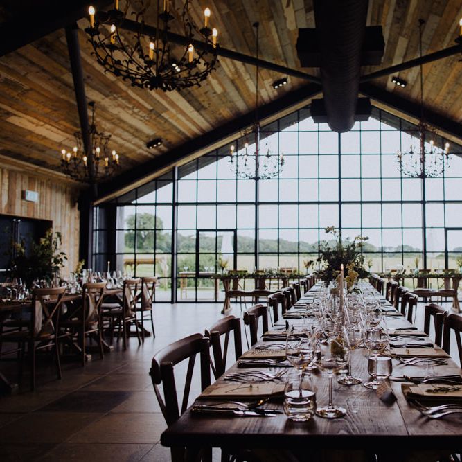 Rustic wedding breakfast at The Barn at Botley Hill