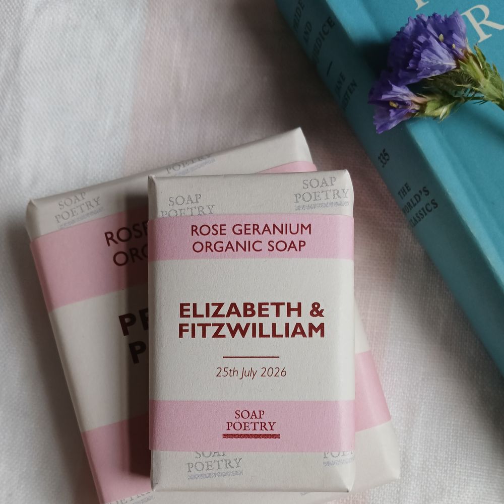 Personalised wedding labels for soap favours 