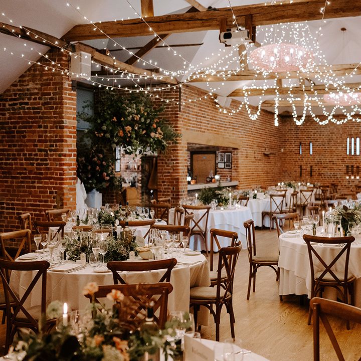 Cosy rustic wedding breakfast set up at Wasing Park