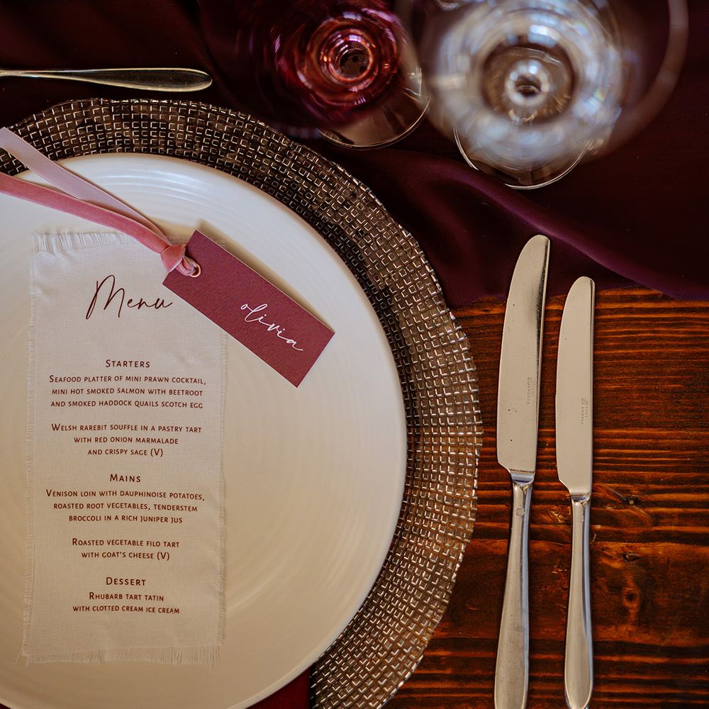 Festive red wedding place setting 