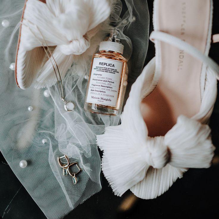 Bridal Accessories with White Loeffler Randall Wedding Shoes & Replica Perfume