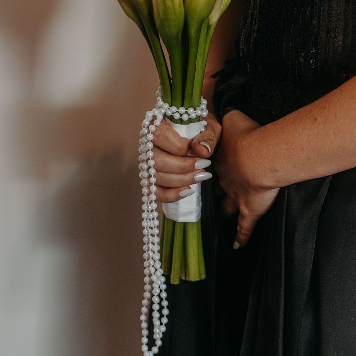 Classic Timeless White Lily Bouquet With Pearls