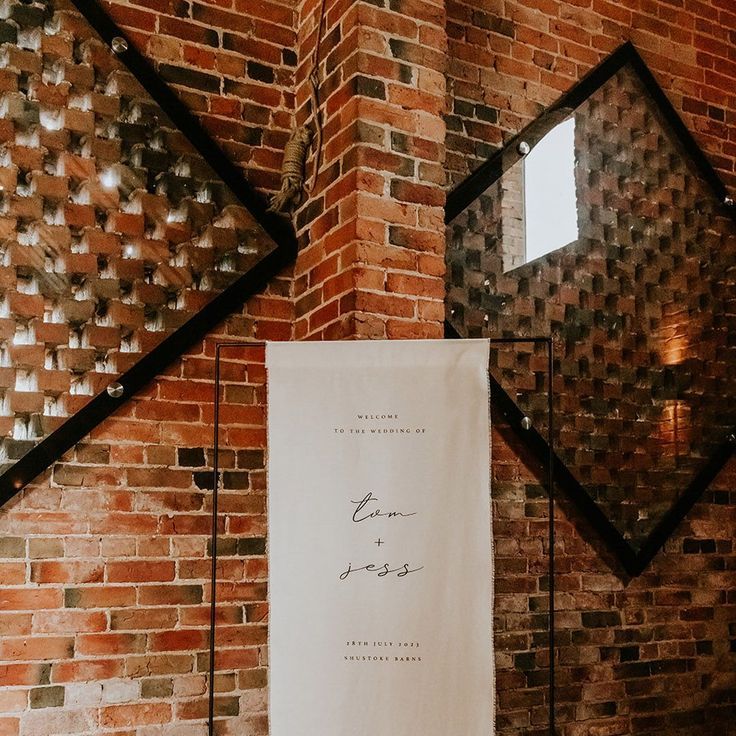 Minimalist Black and White Fabric Wedding Welcome Sign