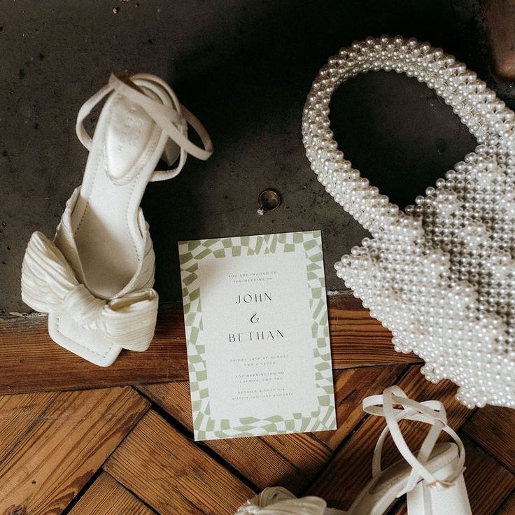 Pearl Bridal Bag with Bow Wedding Shoes