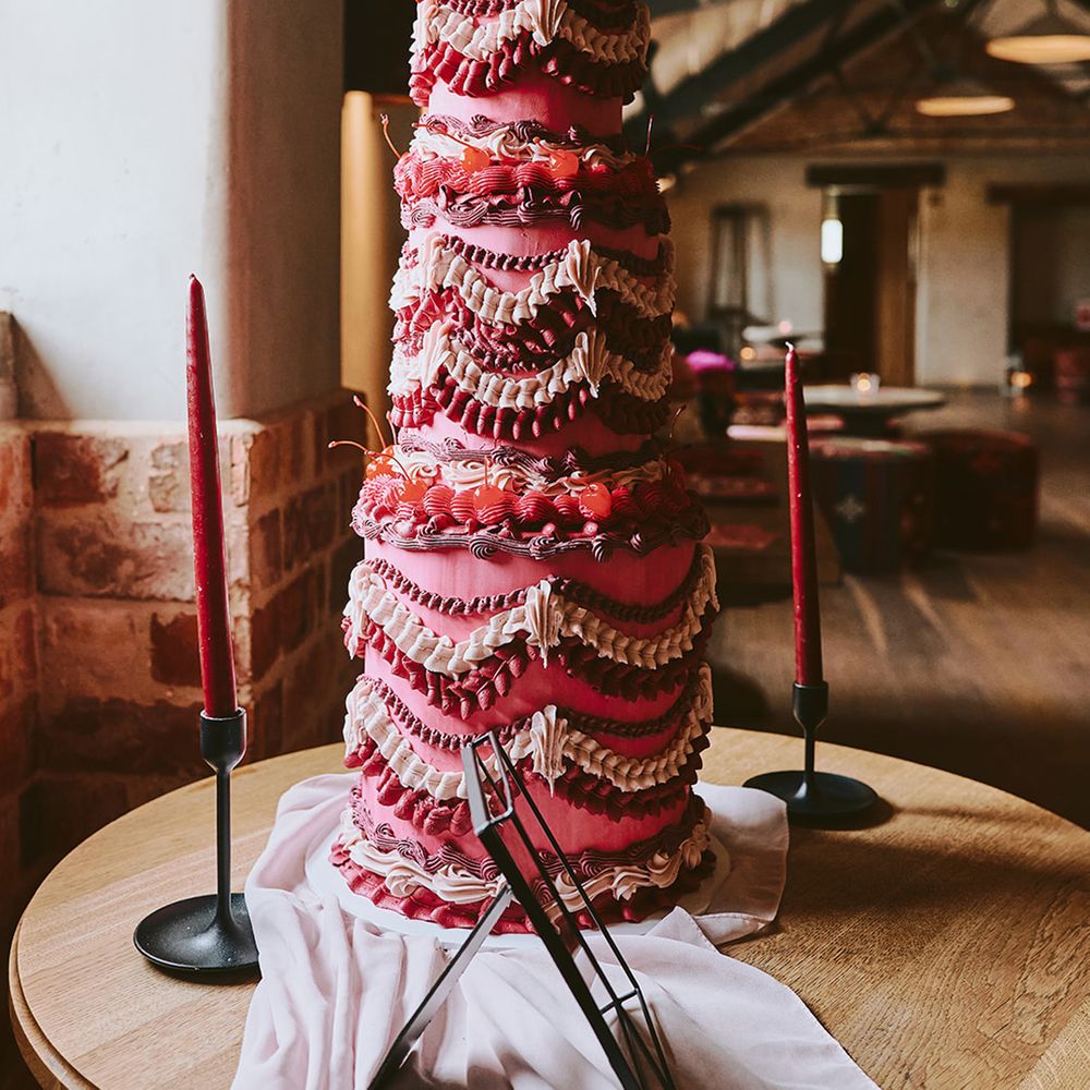 red-and-pink-retro-tall-extravagant-wedding-cake