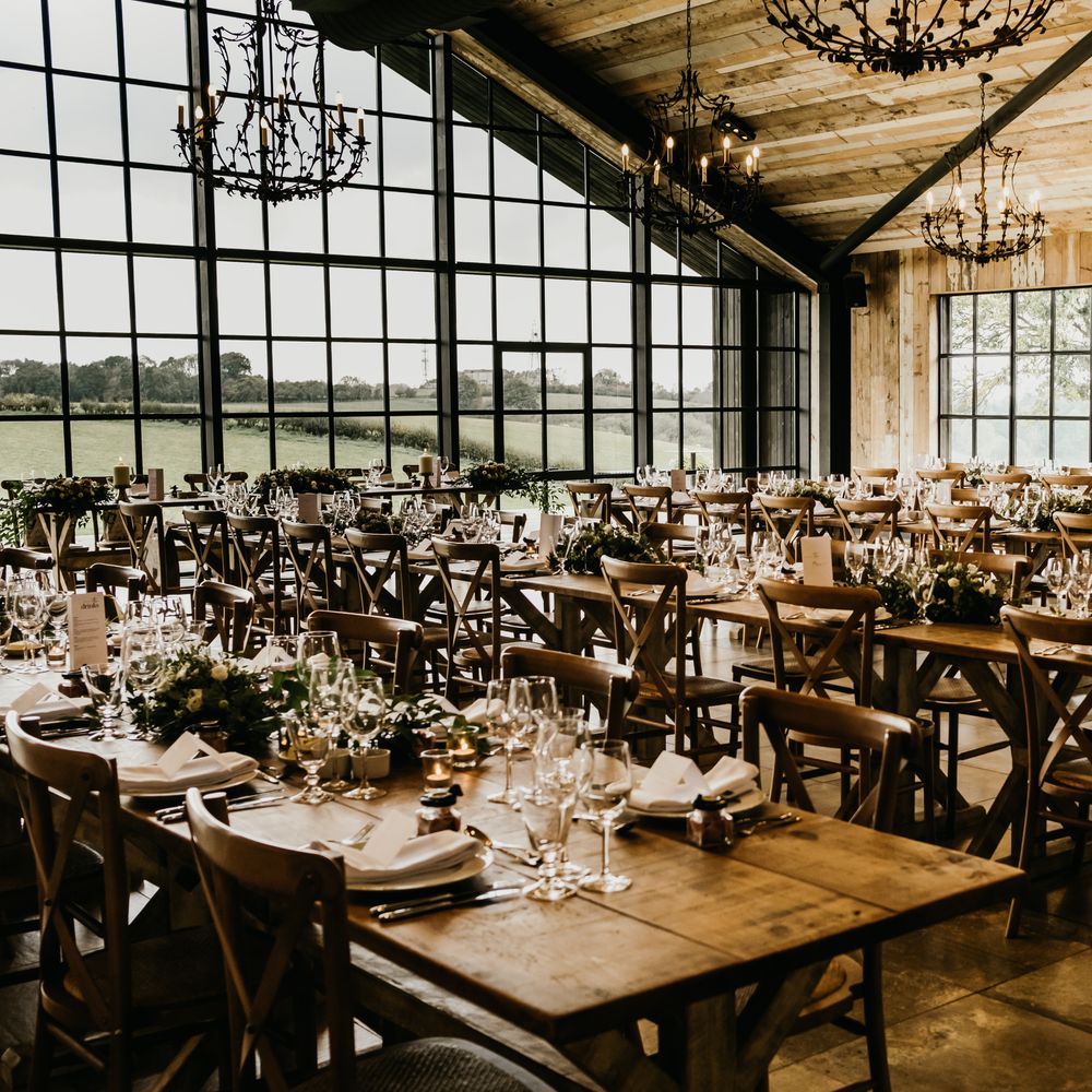 Botley Hill Barn wedding venue with stunning windows 
