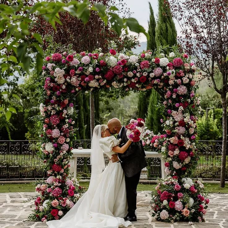 Lake Trasimeno Italy Wedding With Pink Flower Arch