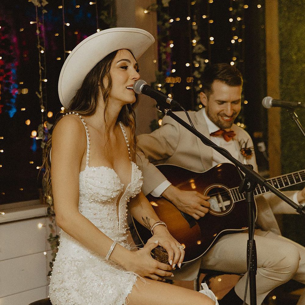 Beaded short hen party dress with cowboy hat and boots