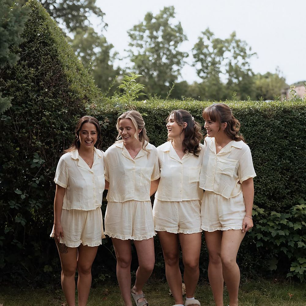 Butter yellow bridesmaid pyjamas for hen do