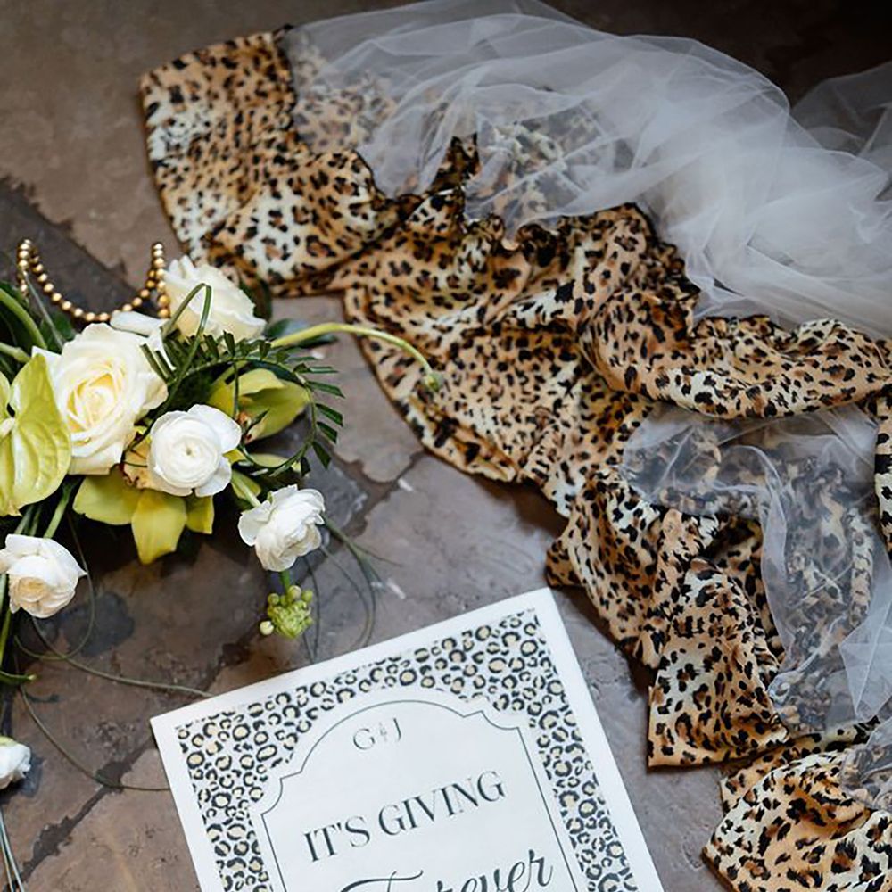 Leopard print wedding stationery