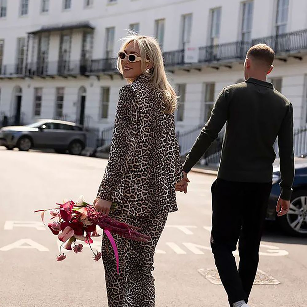 Leopard print bridal wedding suit