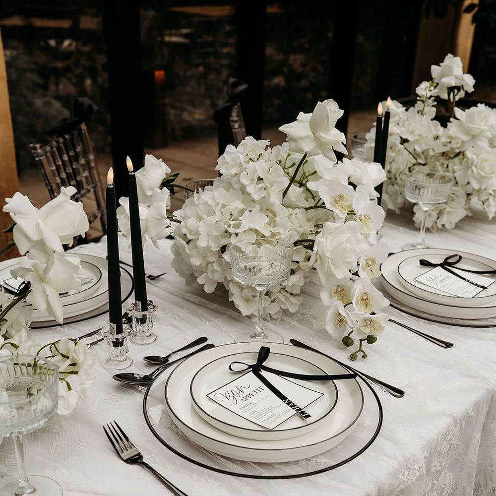 Monochrome wedding table decor
