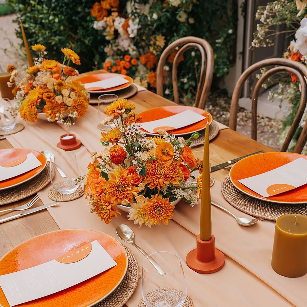 Orange wedding table decor