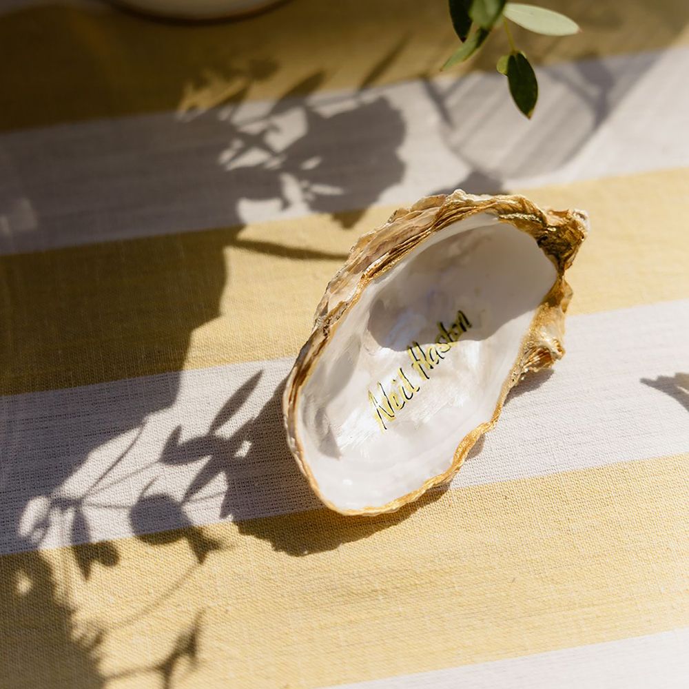 Butter yellow themed personalised shell place name