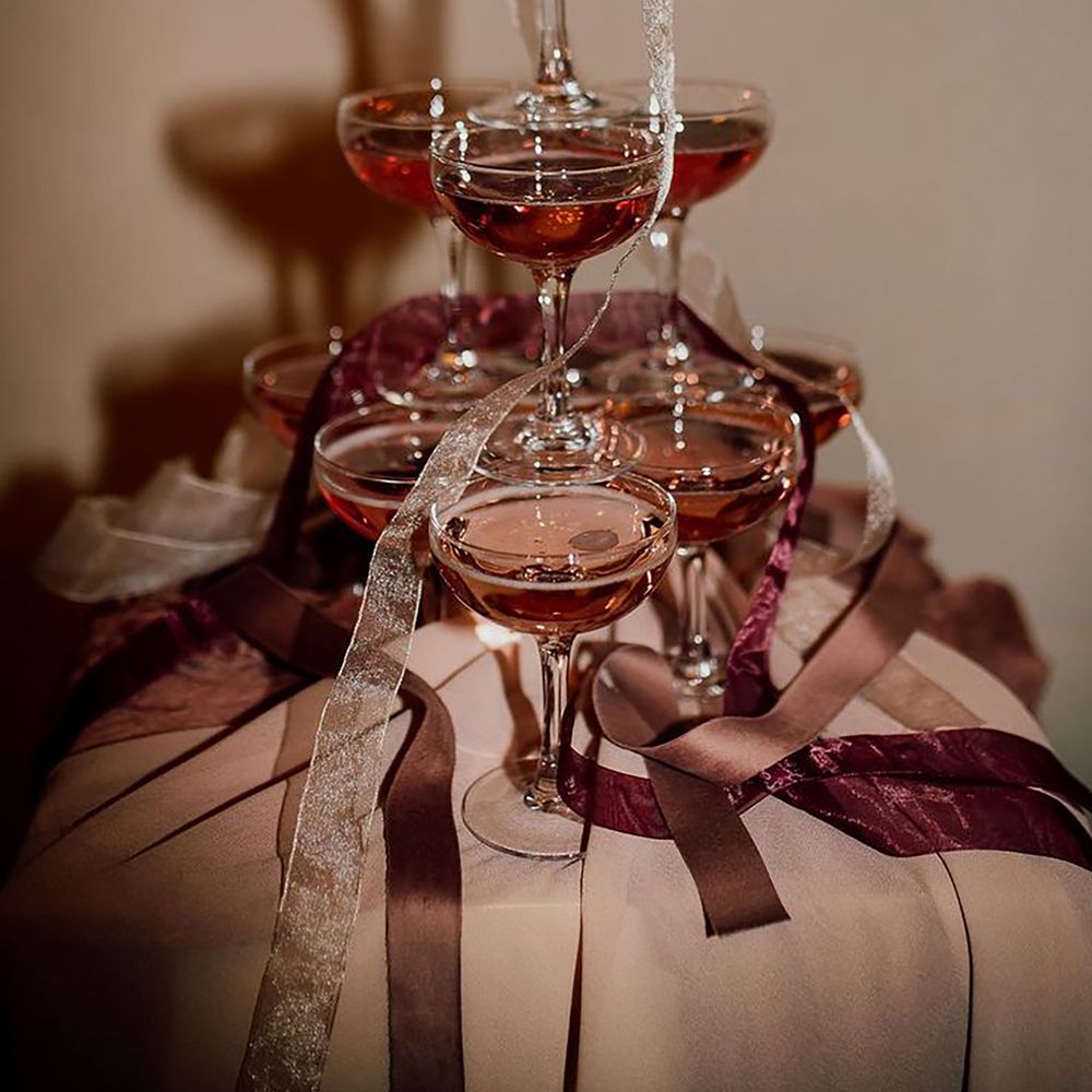 Pink champagne tower