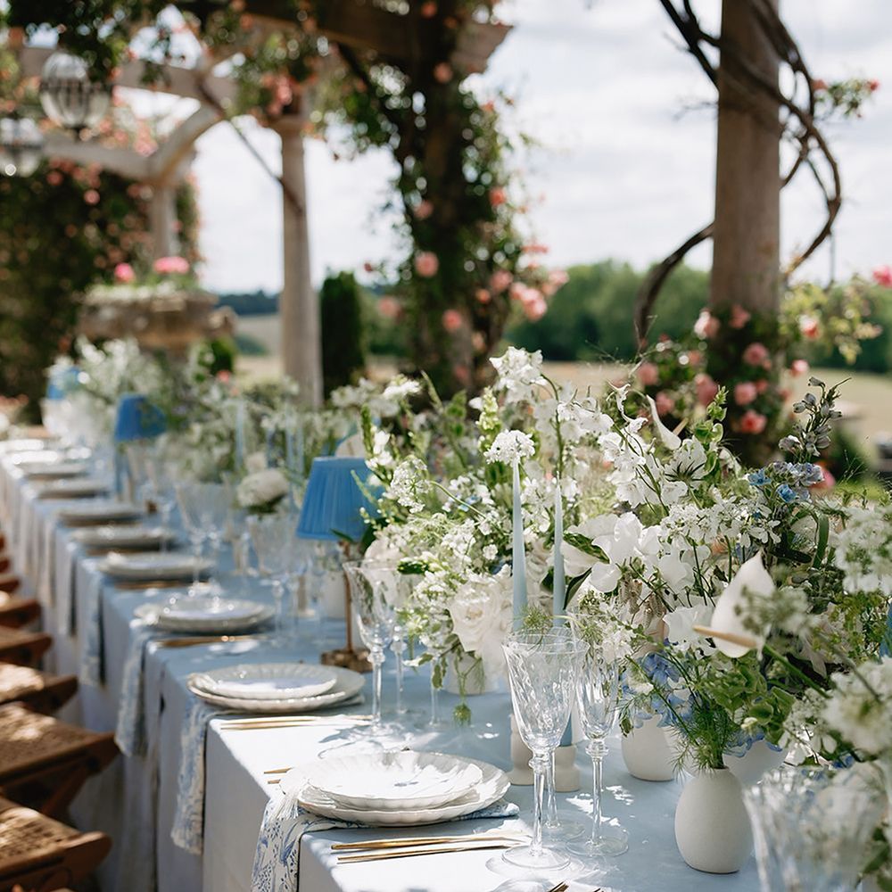 Something blue wedding tablescape