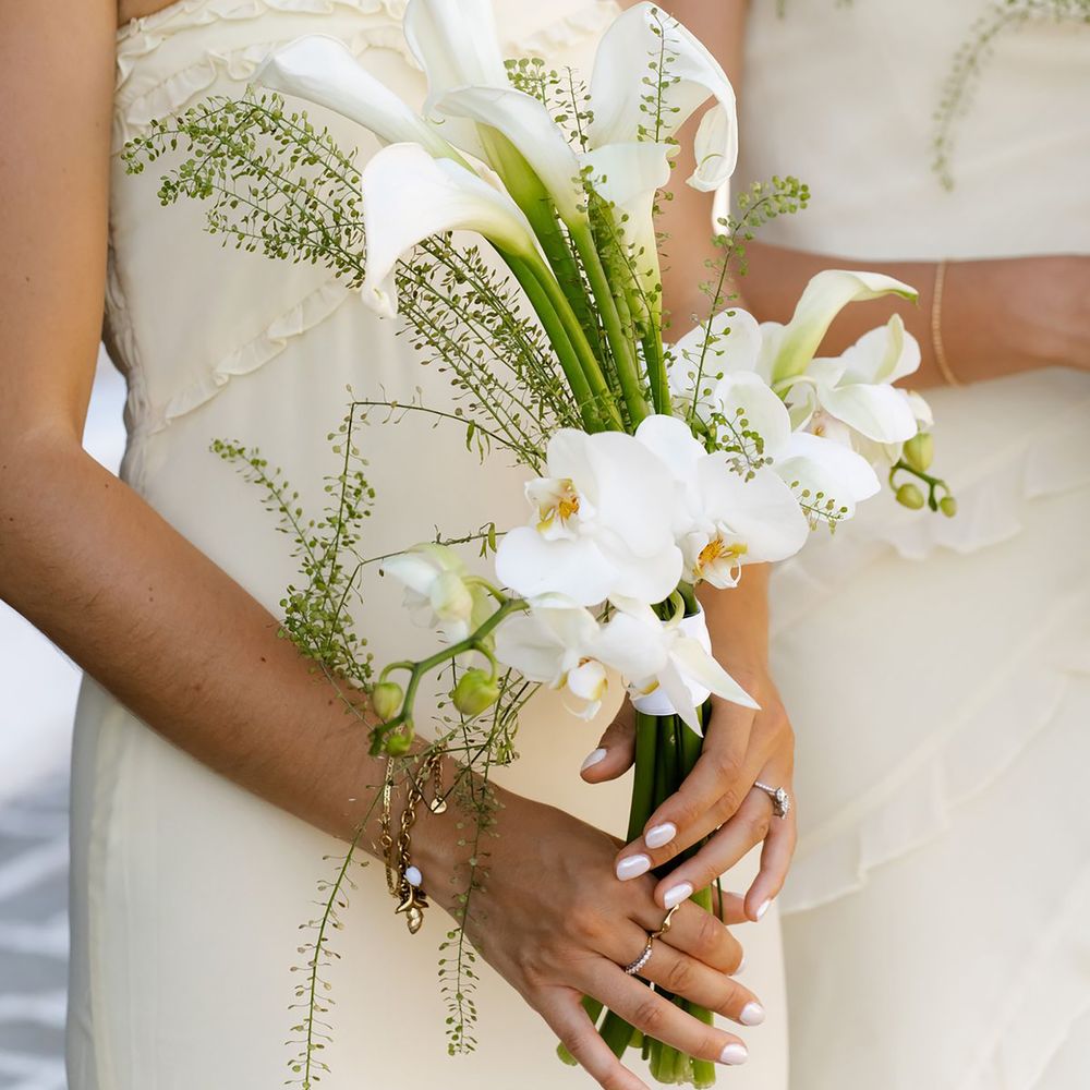Strapless butter yellow bridesmaid dress