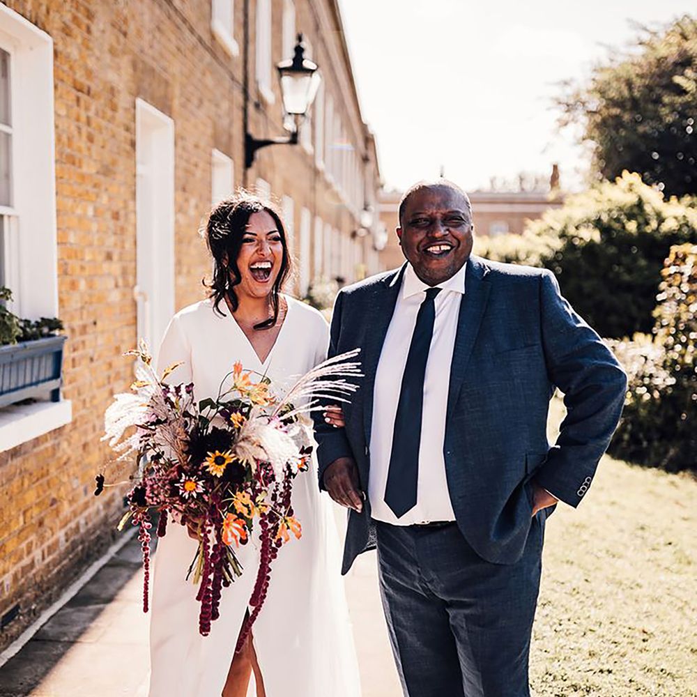 father of the bride wearing a navy suit