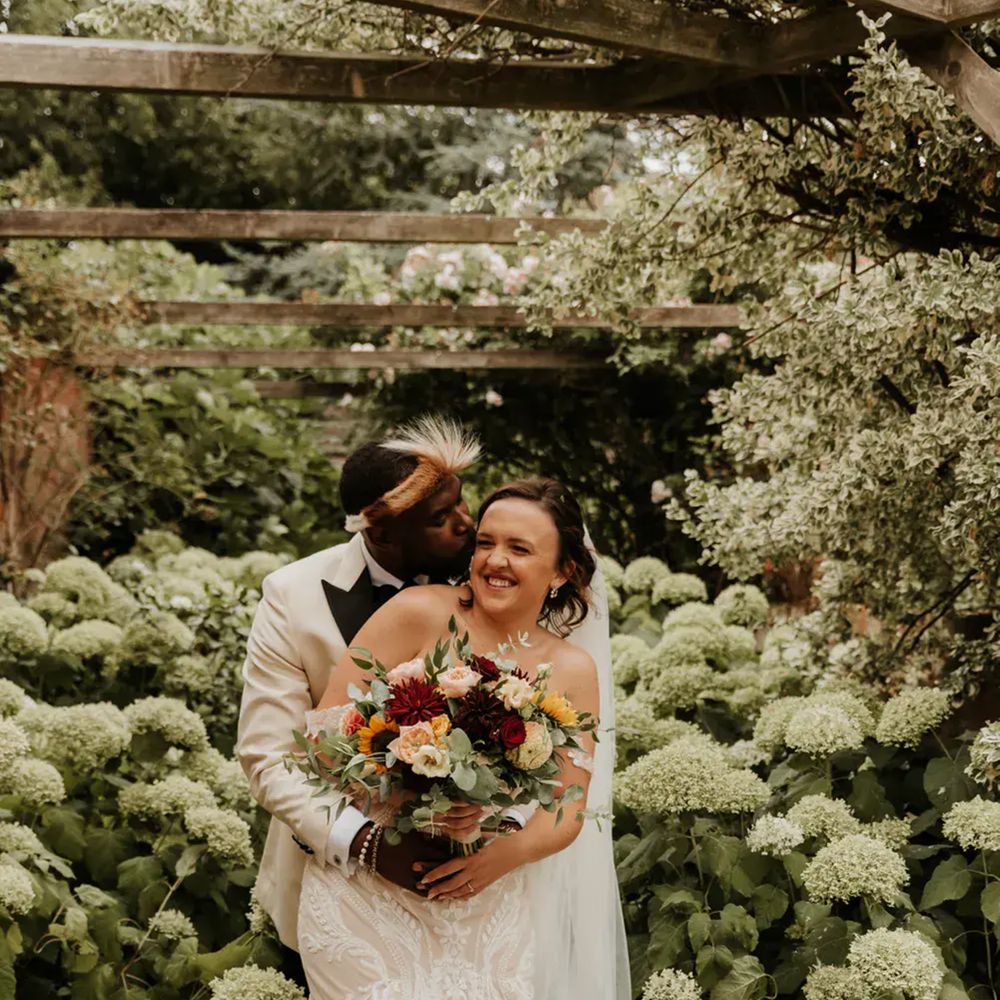 Dewsall Court Llinos and Kash garden wedding greenery