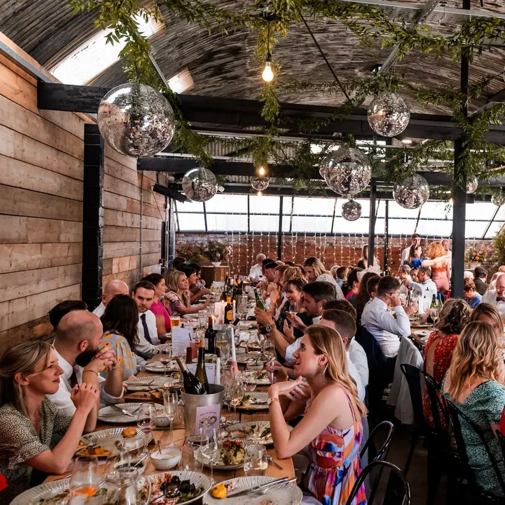 The Shack Revolution disco ball wedding decor 
