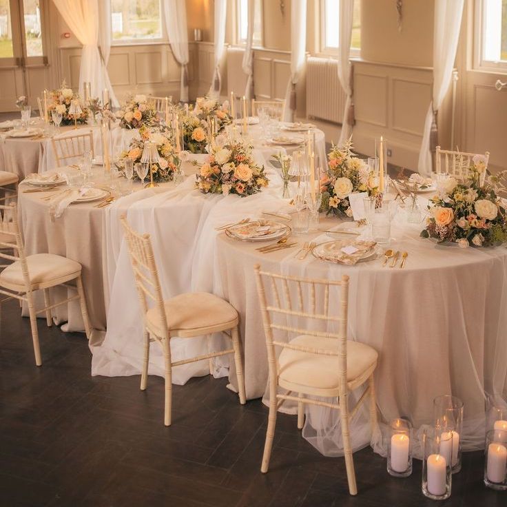 Caterpillar Tables Decorated with Peach Flower