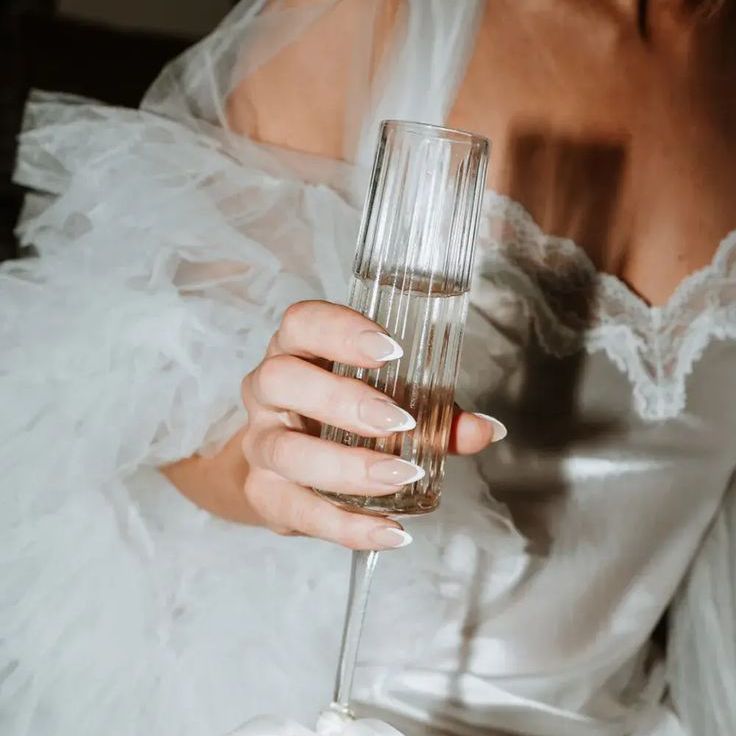 Classic White French Bridal Nails For Timeless Wedding