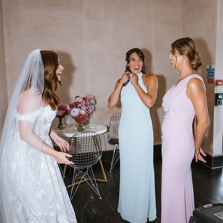 Pink & Blue Pastel Bridesmaid Dresses