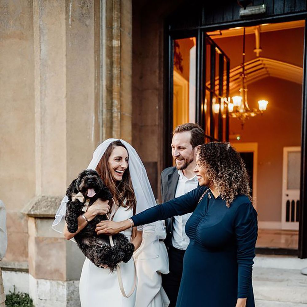 Dark blue long sleeve autumn wedding guest dress