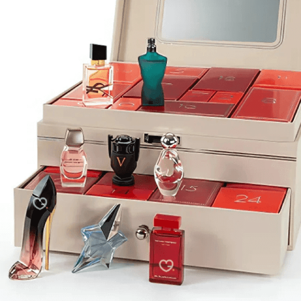 The Perfume Shop Advent Calendar open with perfume contents