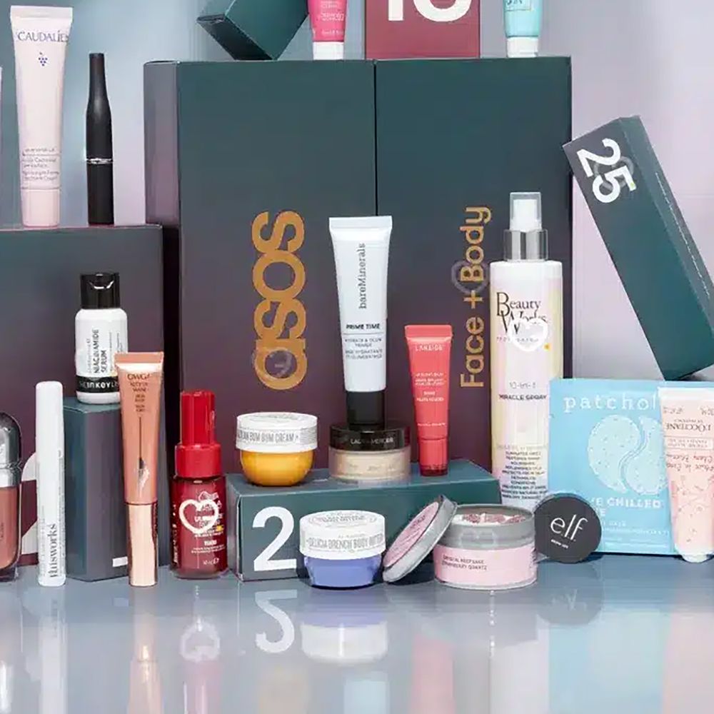 ASOS beauty advent calendar 2025 lifestyle image of product selection included