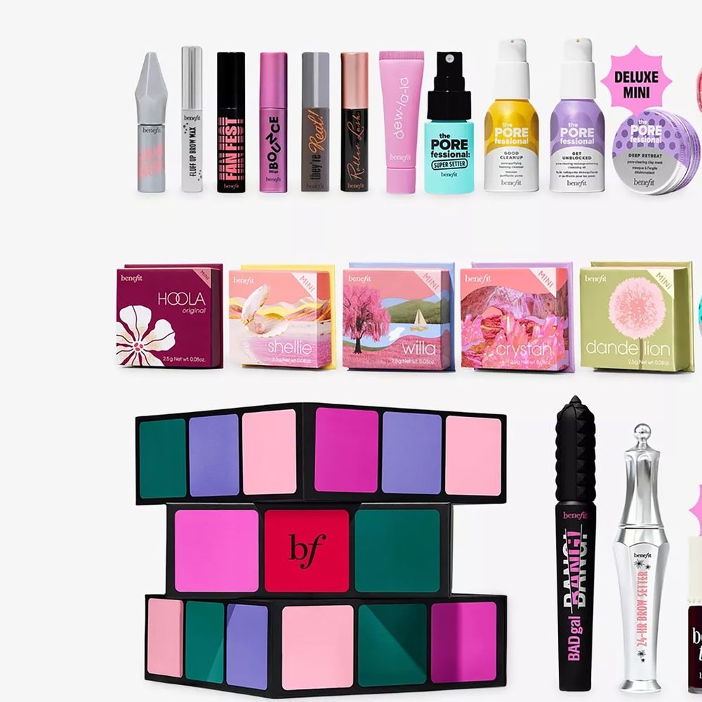 Benefit advent calendar 2025 products included in the cube calendar