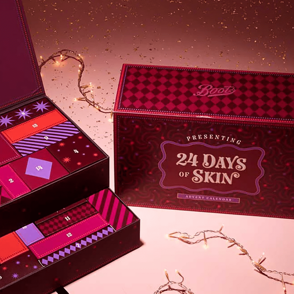 Boots beauty advent calendar 2025 lifestyle image of open calendar with doors